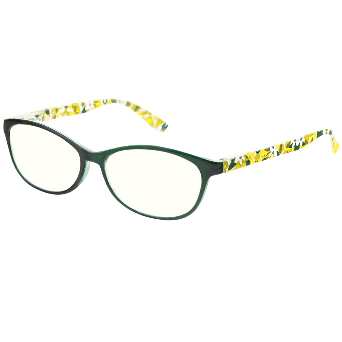 Sophronios - Oval Yellow-Floral Reading Glasses for Women